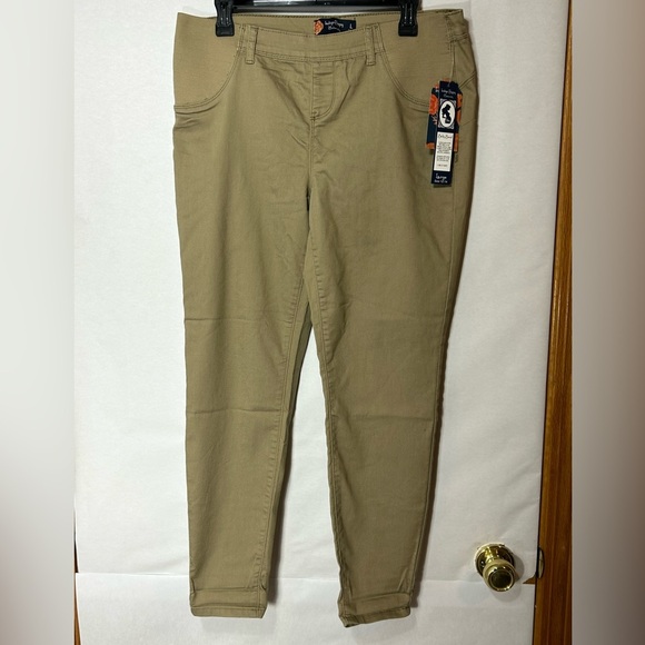 Indigo Poppy Pants - Indigo Poppy Belly Band Women's Maternity Pants in Khaki. Size L (12-14)